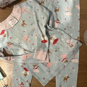 Hanna Andersson Light Blue Pajama Set with Ballet and Animal Print
